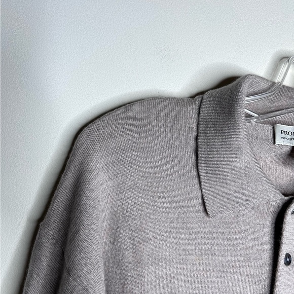 Pronto Uomo extra fine merino wool knit polo pullover sweater 3 button beige - Picture 6 of 11